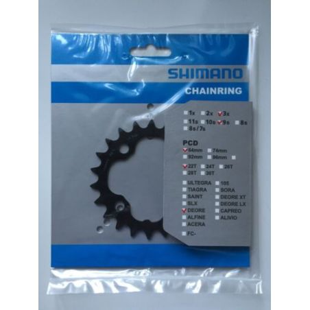 PLATEAU SHIMANO DEORE CHAINRING M590 3*9S 22T