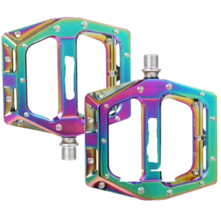 PEDALE PLATE POUR VTT ALU 606S COULEUR ARC EN CIEL