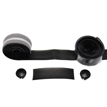 RUBAN DE GUIDON VELO GUB 1620 - PAIRE - ULTRALEGER AVEC 2 EMBOUTS - COULEUR NOIR