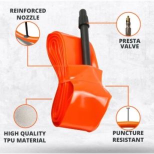 CHAMBRE A AIR ROUTE TPU ULTRA LEGERE 700 – VALVE PRESTA 65MM – ORANGE