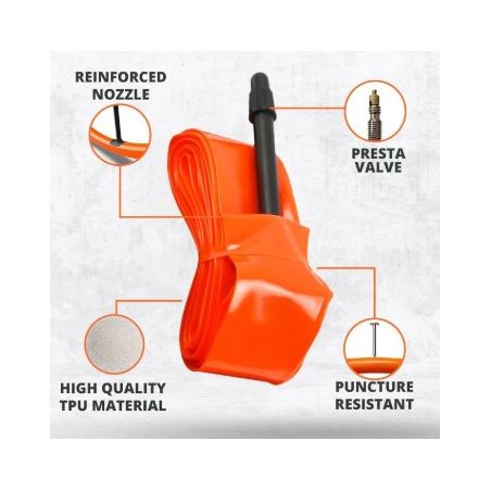 CHAMBRE A AIR ROUTE TPU ULTRA LEGERE 700 – VALVE PRESTA 65MM – ORANGE