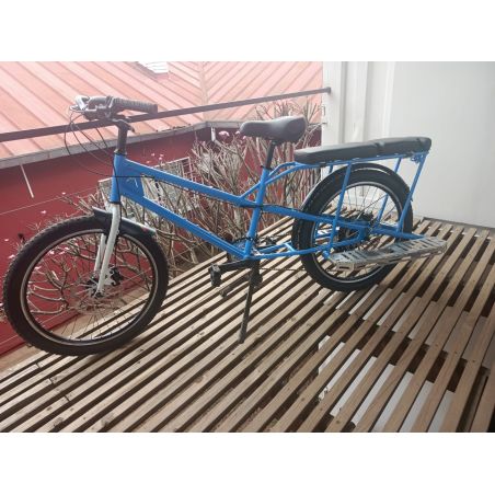 VELO CARGO MBIKE LONGTAIL BLEU FOURCHE BLANC